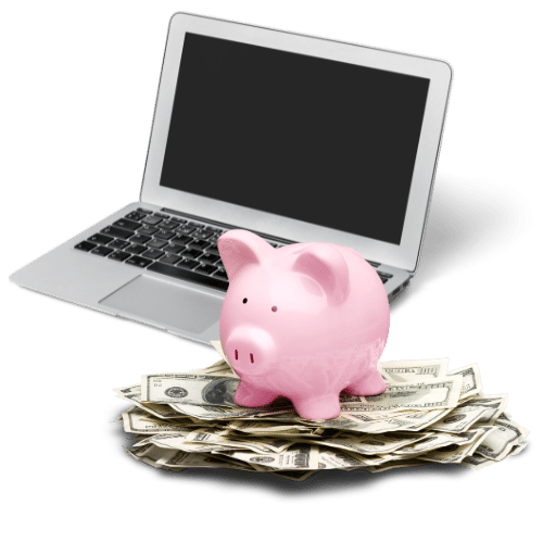 computer and piggy bank